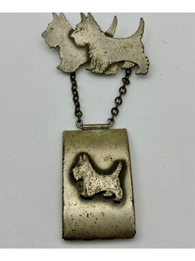 Scottie Combination Brooch Locket Coin Holder - RARE Antique Find